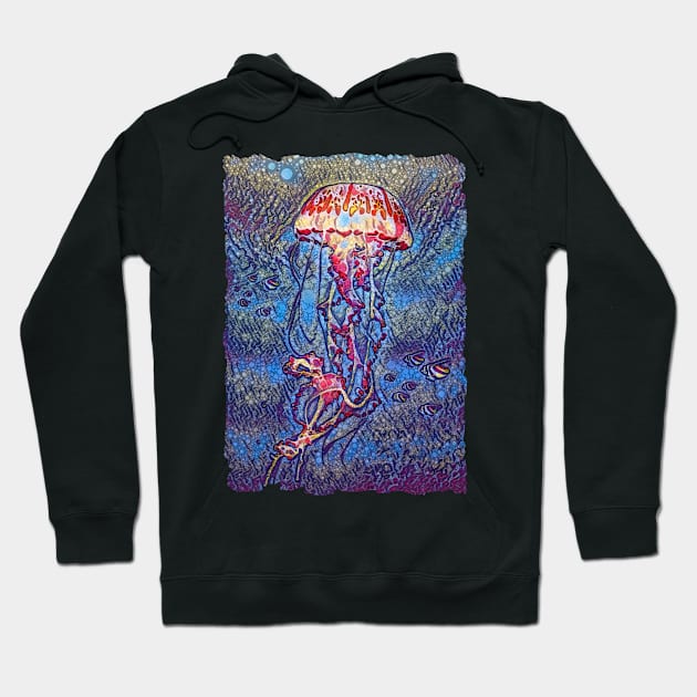 Jellyfish Mosaic Art Design Hoodie by PhotoArts